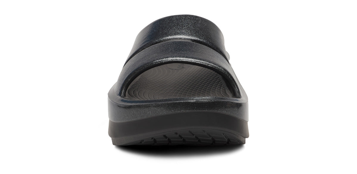 Women's OOmega OOahh Stacked Sandal - Black Sparkle
