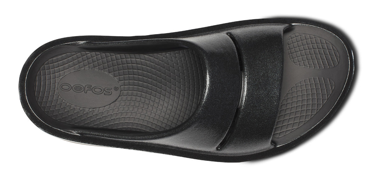 Women's OOmega OOahh Stacked Sandal - Black Sparkle